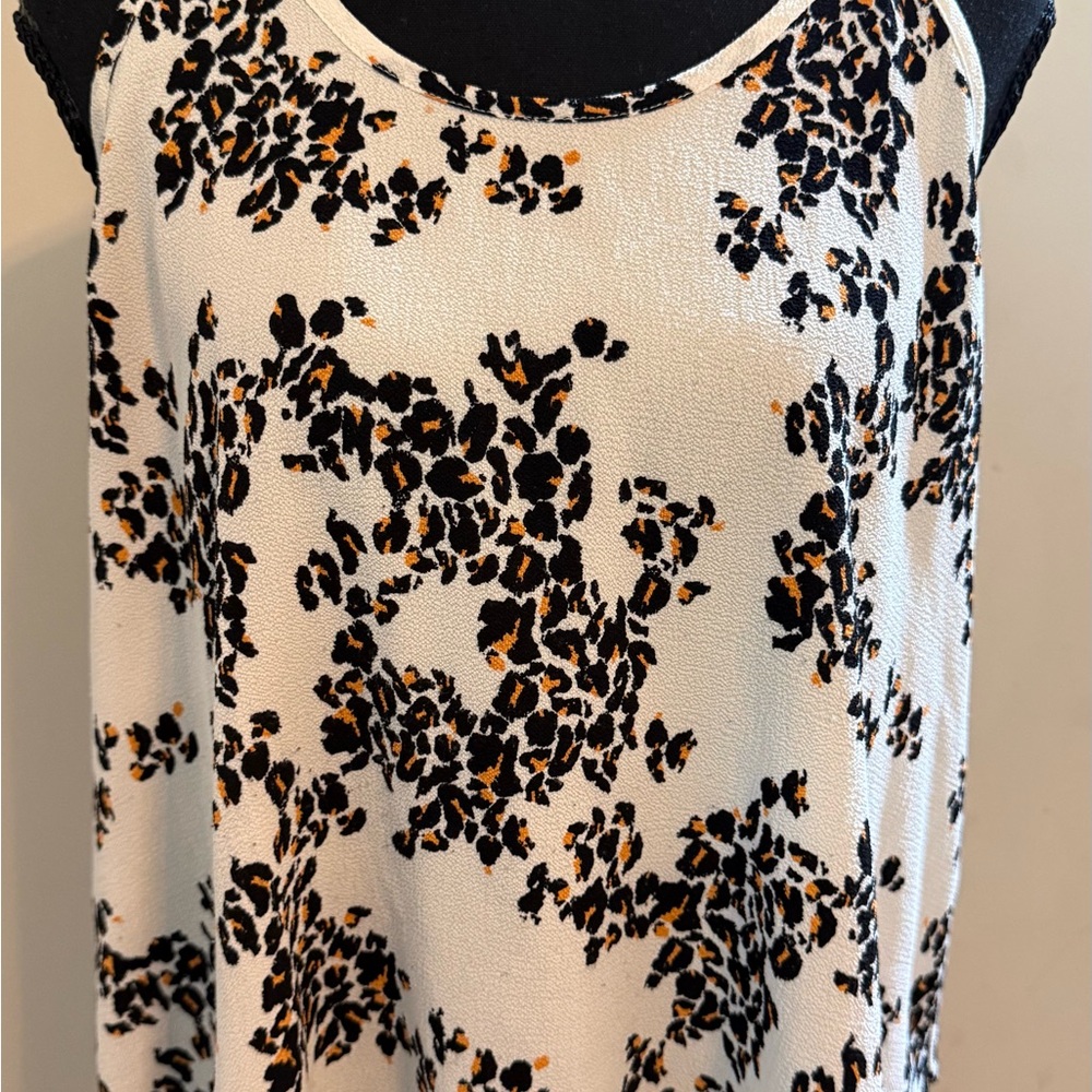 Womens Cream Floral Print Sleeveless Top